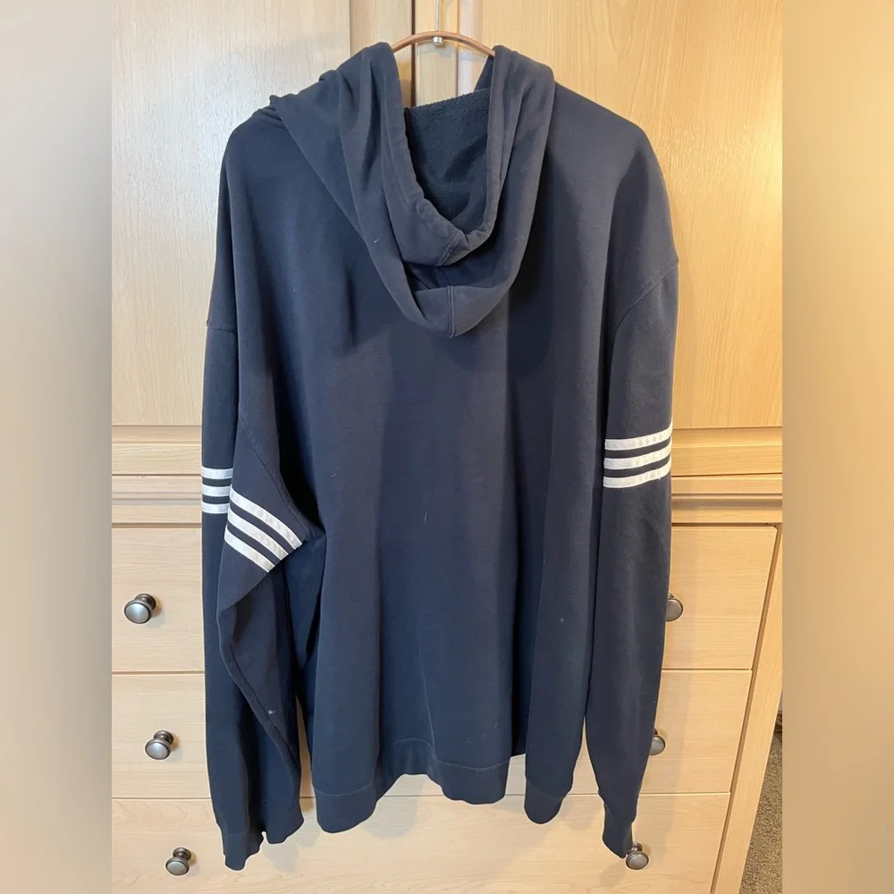 Vintage Y2K blue Adidas Striped Zip Up Hoodie - XXL - Picture 4 of 4
